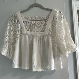 White Lace Free People top